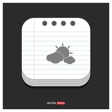 Sun Cloud Icon Gray icon on Notepad Style template Vector EPS 10 Free Icon 스톡 일러스트