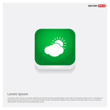 Sun Cloud Icon Green Web Button Stock Illustration