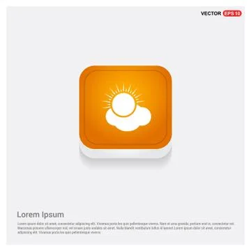 Sun Cloud Icon Orange Abstract Web Button Stock Illustration