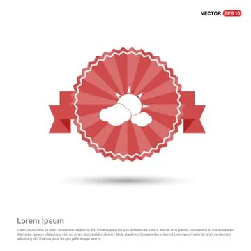 Sun Cloud Icon - Red Ribbon banner Stock Illustration