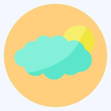 Sun Cloud Icon in trendy flat style isolated on soft blue background Stock Illustration
