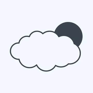 Sun Cloud Icon in trendy glyph style isolated on soft blue background Stock Illustration
