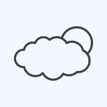 Sun Cloud Icon in trendy line style isolated on soft blue background Stock Illustration