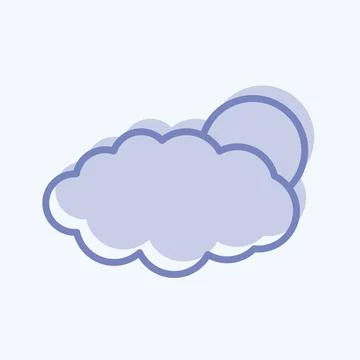 Sun Cloud Icon in trendy two tone style isolated on soft blue background Stock Illustration