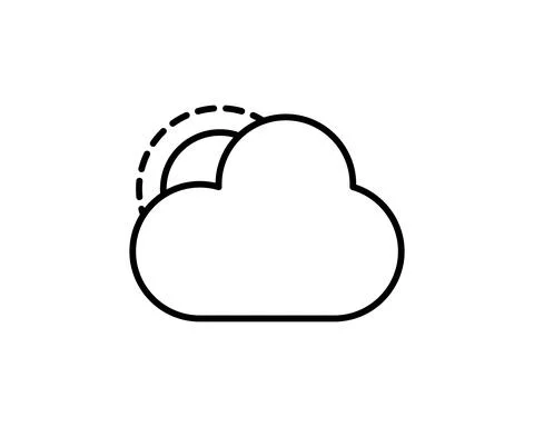 Sun cloud icon vector. Line weather symbol. Trendy flat outline ui sign desig Stock Illustration