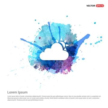 Sun Cloud Icon - Watercolor Background Stock Illustration