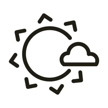 Sun with cloud, line style icon Stock Illustration