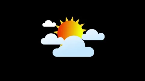 Sun &amp; Cloud Weather Icon Animation on Black Background – 4K Visual Stock Footage 282576909