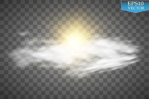 Sun, Clouds and Sky Forecast Background. Cool Weather Transparent Space Stock Illustration