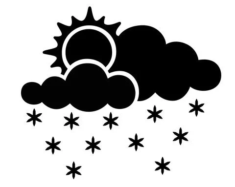 Sun with Clouds and snow - vector silhouette picture for logo or pictogram Stock Illustration