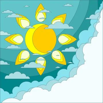 Sun with clouds background. Eps10 Stock Illustration
