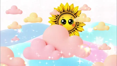 Sun Clouds Cartoon Animation Background Video Video stock 301360604
