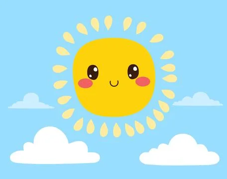 Sun With Clouds Cartoon Vector Illustration Stock Illustration