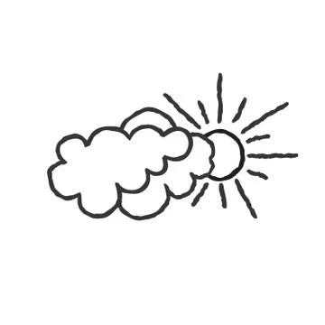 Sun with clouds icon. Doodle line art weather sign illustration イラスト素材