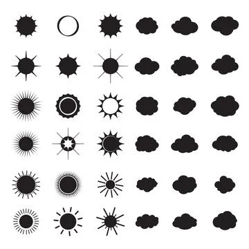 Sun clouds rain icons isolated pattern elements vector template weather Illustrazione stock