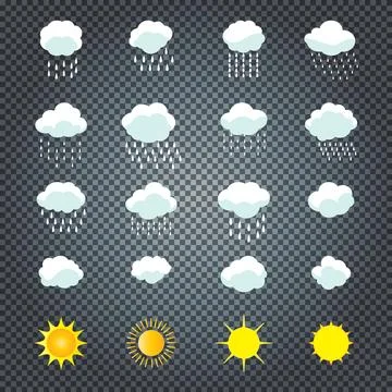 Sun clouds rain icons isolated pattern elements vector template weather Illustrazione stock