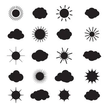 Sun clouds rain icons isolated pattern elements vector template weather Illustrazione stock