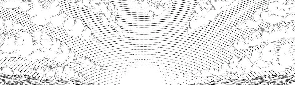 Sun Clouds Sky Over Mountain Range Landscape 스톡 일러스트