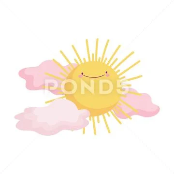 Sun clouds summer hot cartoon character icon design Stock Illustrationen