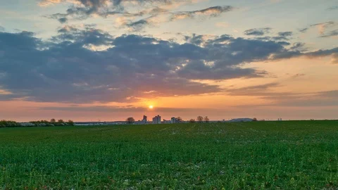 Sun with Clouds sunrise timelapse in Lower Saxony. Germany. Stock Footage 128260671