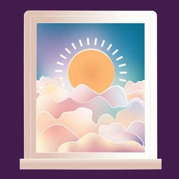 The sun with clouds in the window Stock Illustration