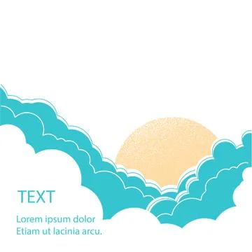 Sun with clouds.Vector background illustration Stock Illustration