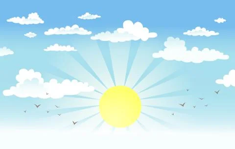 Sun in the cloudy sky Stock Illustration