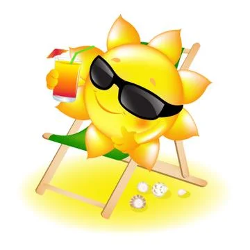 Sun with cocktail in chaise lounge Stock Illustration