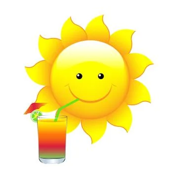 Sun with cocktail Stock Illustration