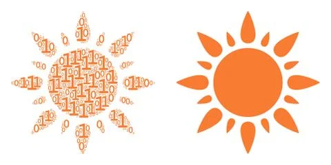 Sun Collage of Binary Digits Illustrazione stock