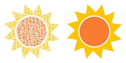 Sun Collage of Binary Digits Stock Illustration