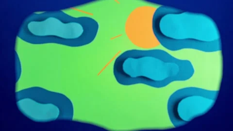 Sun comes out from behind the clouds, stop motion, animation. Stock Footage 159475349