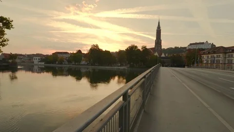 The sun comes up in time lapse over Landshut, Germany Stock Footage 70794015
