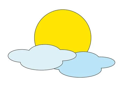 A sun is coming out from behind the clouds Stock Illustration