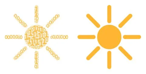 Sun Composition of Binary Digits Stock Illustration