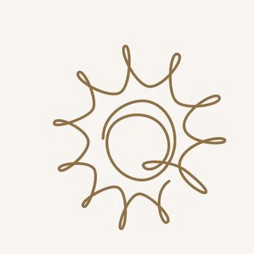 Sun continuous line art. One line sketch sunny summer outline vector background Illustrazione stock