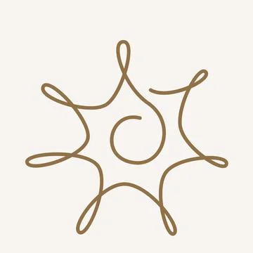 Sun continuous line art. One line sketch sunny summer outline vector background Stock Illustration