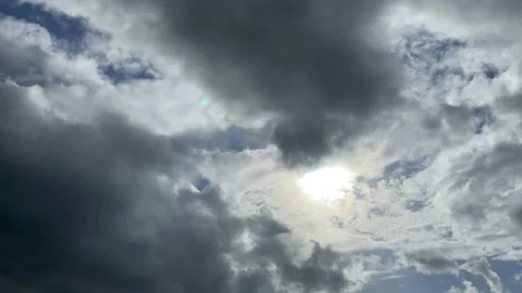 Sun cover by black storm clouds, Timelapse Stock Footage 220177468