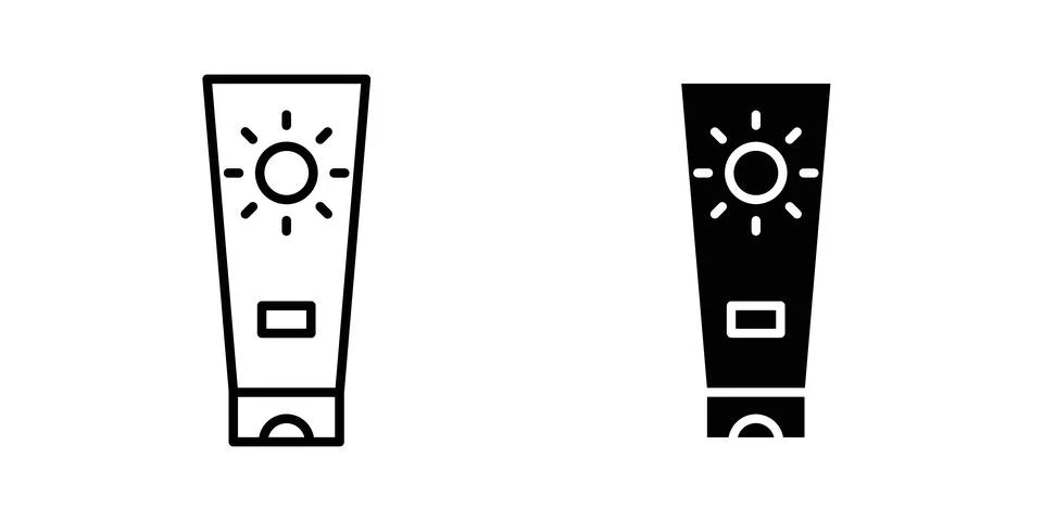 Sun cream icon vector template set in black Stock Illustration