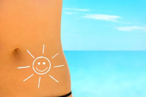 Sun cream in the shape of sun. Stock Photos