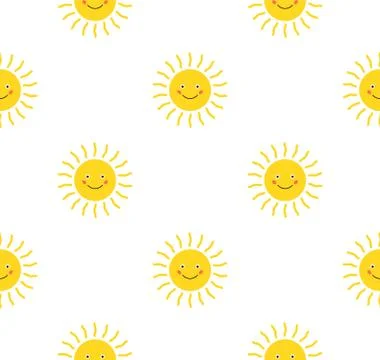 Sun cute seamless pattern print. Sunshine summer background vector weather イラスト素材