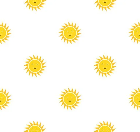 Sun cute seamless pattern print. Sunshine summer background vector weather Illustrazione stock