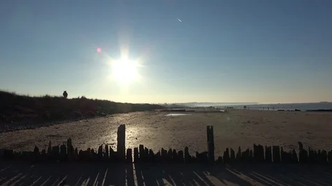 Sun on a d-day beach in Normandy Video stock 76911079