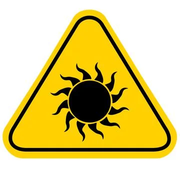 Sun danger sign on white background. warning sign for sun. flat style. Stock Illustration
