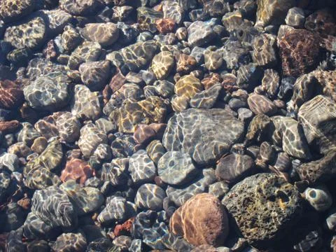 Sun-dappled rocks in stream Stock Photos