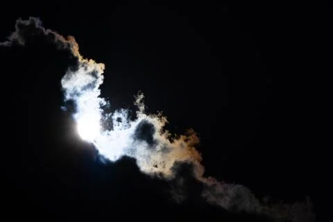 Sun in the dark sky. Lunar eclipse. Blood moon. Lunar eclipse on night sky Stock Photos