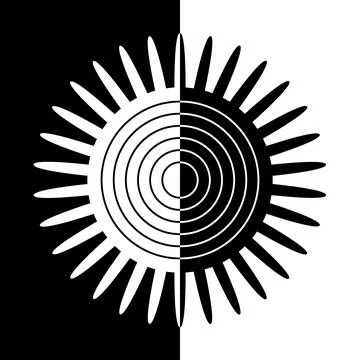 Sun, Day and Night. Vector hand drawn illustration Stock Illustration