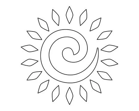 Sun decorative stylized element - vector editable picture for coloring logo Stock Illustration