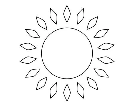 Sun decorative stylized element - vector editable picture for coloring logo Stock Illustration