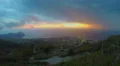 Sun descending beyond horizon, amazing view on evening city, sunset time lapse 4k or 4k+ Resolution